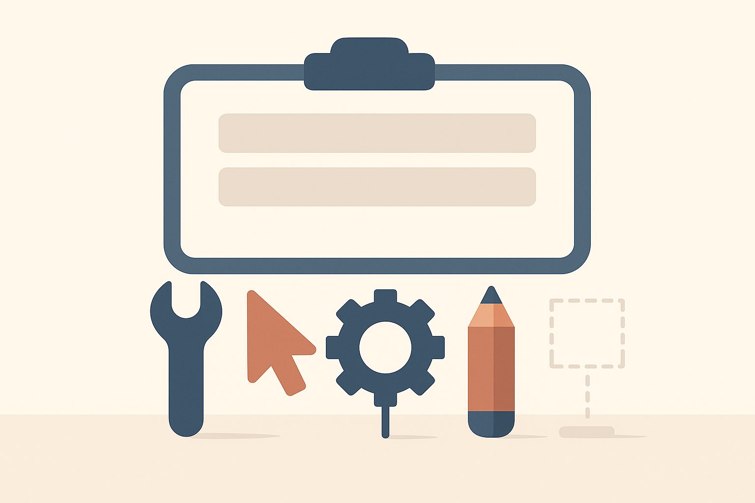 Four of the five tool icons holding a sign-up form, with the empty fifth spot reserved for the reader deciding