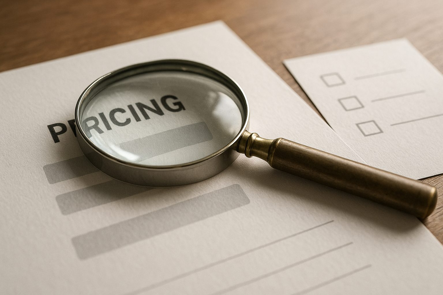 A checklist asking about the model, additional features and ability to leave