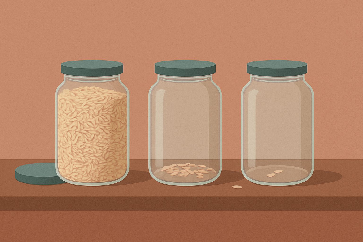 Three identical jars, one filled to the top and two nearly empty, labeled as a bundle